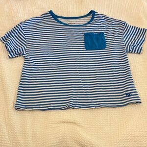 Justice Blue and White Striped Pocket Tshirt